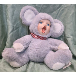 Geppeddo Cuddle Kids Marty Mouse Plush Animal Doll Porcelain Face Tag Vintage